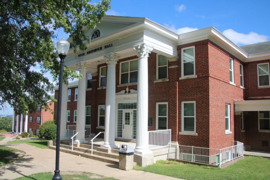 The front of Wood Residence Hall.