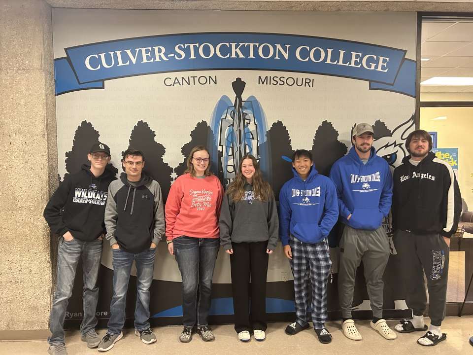 Culver-Stockton Tech Club (From Left to Right: Austin Klocke, Robert Randall, Kaylee Warning, Piper Chapman, Cikeng Lee, Henry Reeves, Drew Vonfeldt)