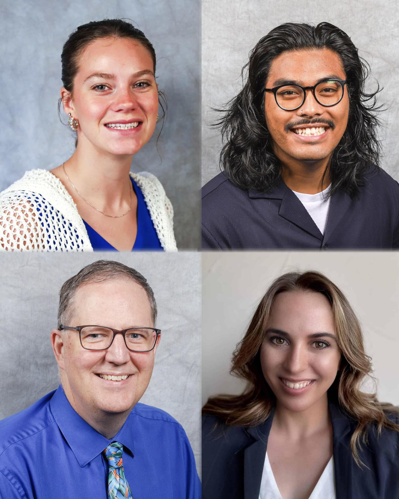 Top left to bottom right- Faith Younce Marketing Specialist, Joshua Villarino Coordinator of Residence Life, Mike Seale Provost/Vice President of Academic Affairs, Dr. Rebecca Edelman Lecturer of Counselor Education